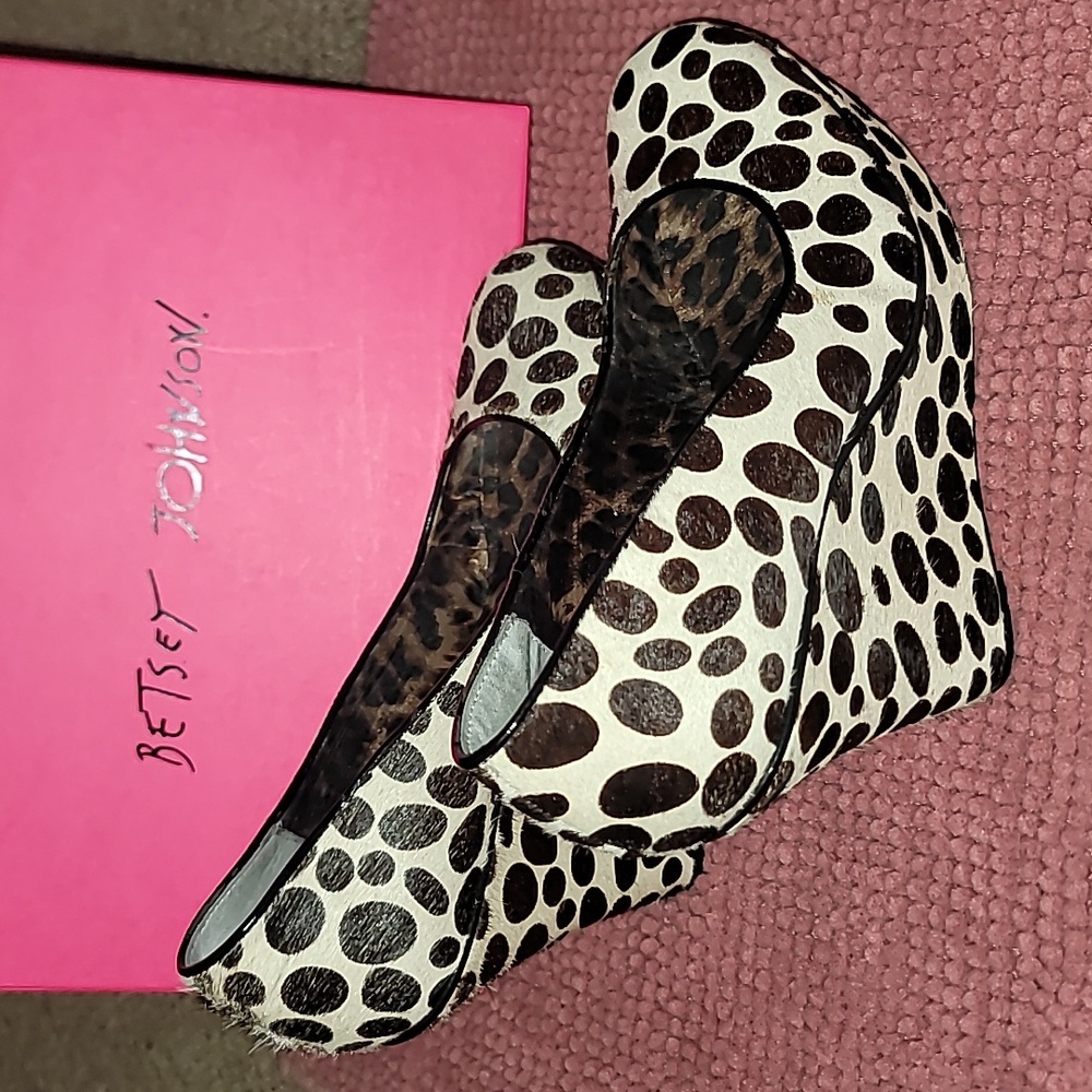 Betsey Johnson Black and White Polka Dot Wedges